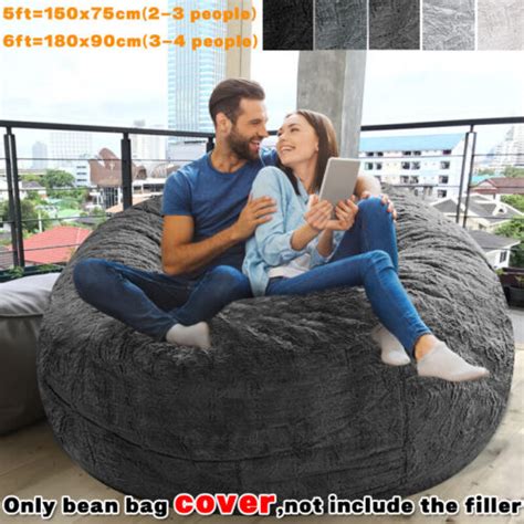 Microsuede Foam Giant Bean Bag Cover Memory Living Room Chair Lazy Sofa Cover Ebay