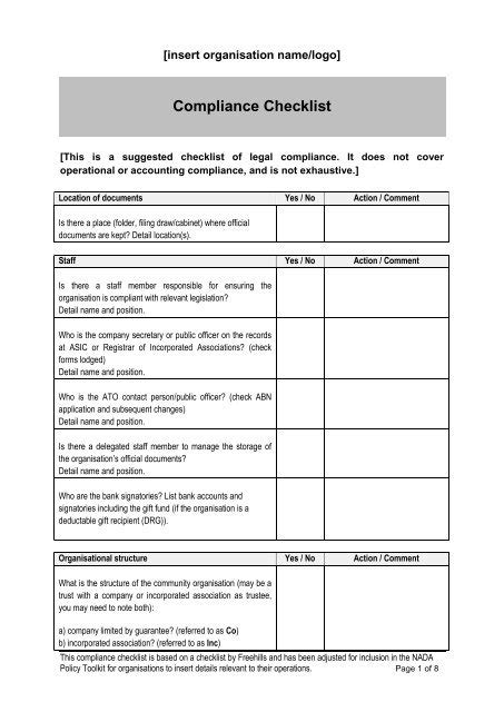 Free Compliance Checklist Templates Edit Download Templatenet Images