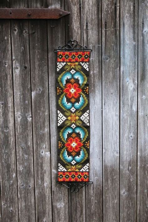 Swedish Tapestry Vintage Handmade Swedish Folk Art Wool Embroidered
