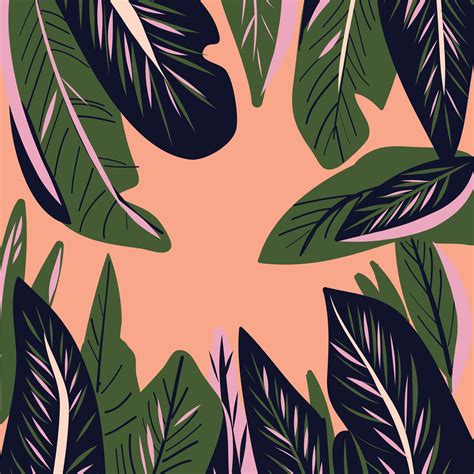 Hand Drawn Tropical Leaf Seamless Pattern Vector 614626 Vector Art At