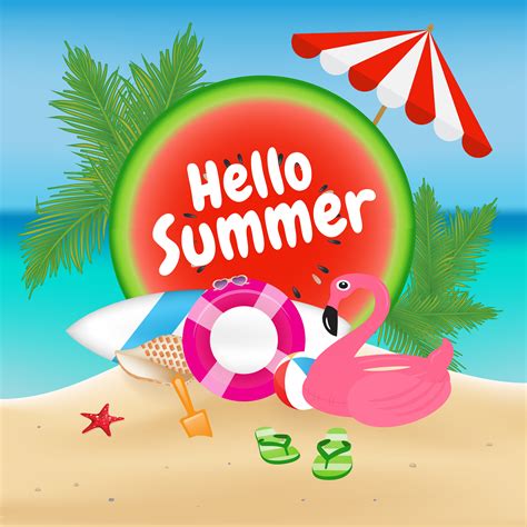Discover 2672 free summer png images with transparent backgrounds. Hello Summer Season Background and Objects Design with Flamingo 216541 - Download Free Vectors ...