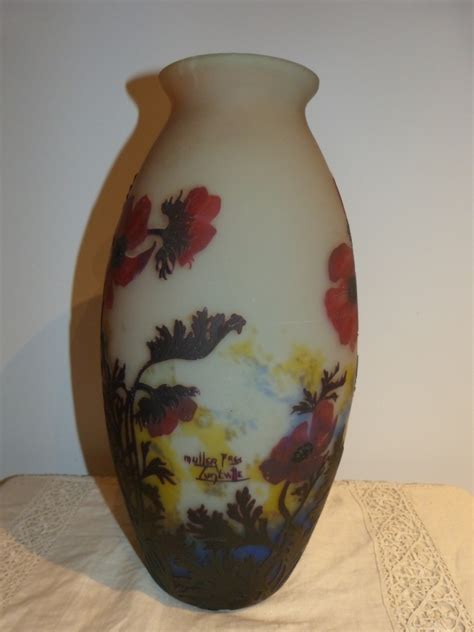 Müller Frères Lunéville Grand Vase Art Nouveau En Verre Gravé Ref74987