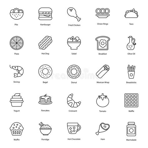 Healthy Food And Drinks Line Icons Pack Stock Vector Illustration Of