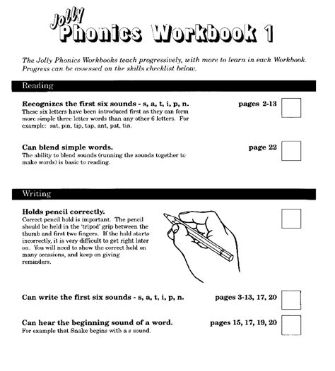 Jolly Phonics Workbook 1 S A T I P N