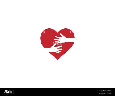 Vector Illustration Flat Design Embrace Hand Heart Hug Care Love