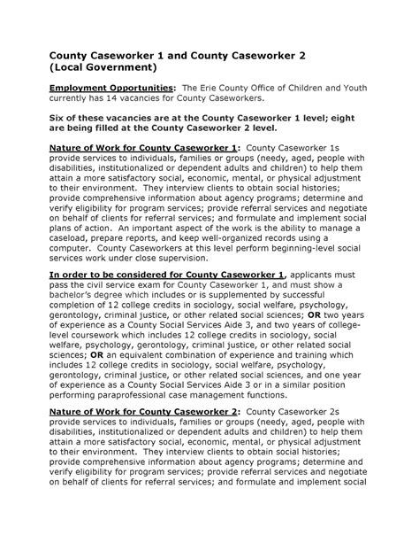 CCJS@USG News and Updates: Job Opportunity: Caseworker Erie County PA