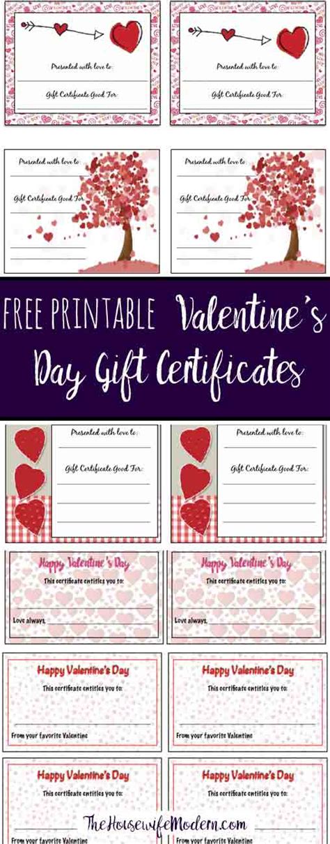 Free Printable Valentines Day T Certificates 5 Designs