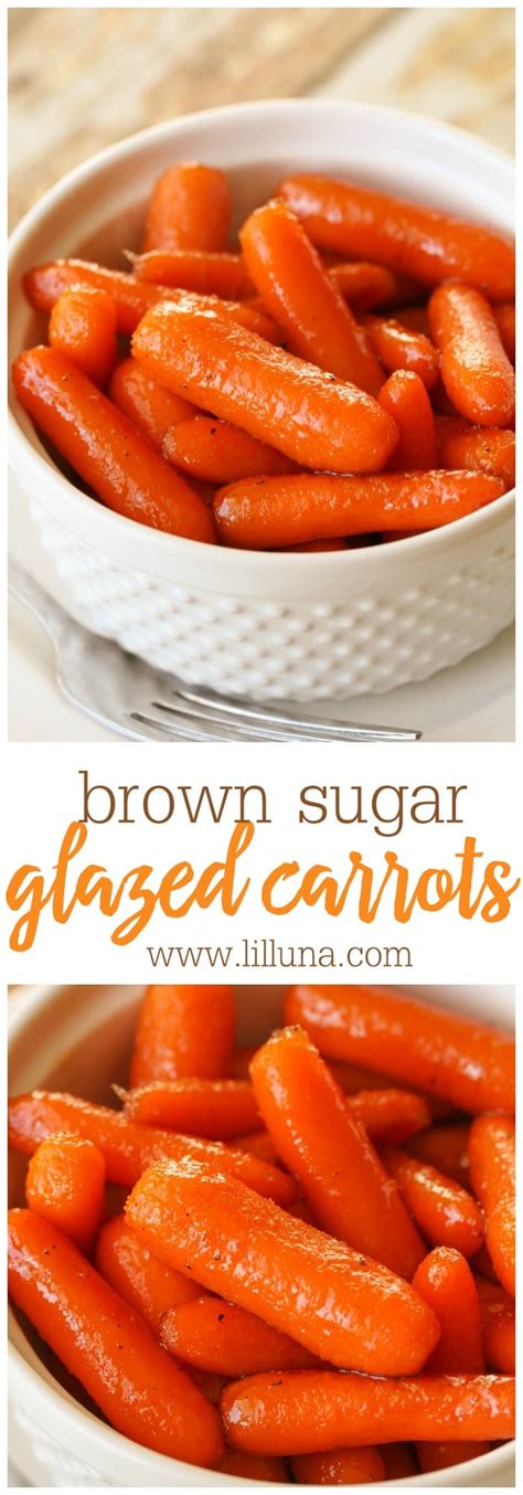 A roasted carrots recipe featuring whole carrots glazed with a sweet heat harissa sauce. Brown Sugar Glazed Carrots Recipe (+VIDEO) | Lil' Luna