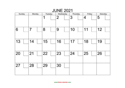 Free Download Printable June 2021 Calendar With Check Boxes