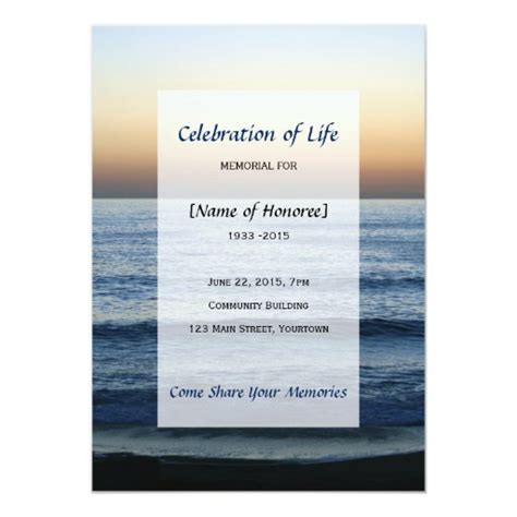 ← celebration of life invitation wordings with image 2021 funny anniversary wish with image for friends 2021 →. Ocean Photo Memorial Celebration of Life Card | Zazzle
