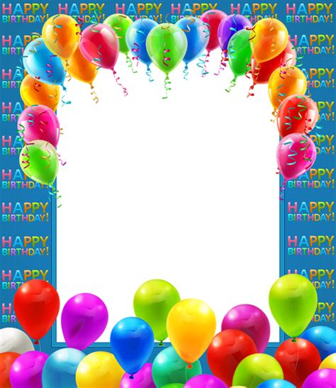 Happy Birthday Transparent Png Frame With Balloons Marco Para Fotos