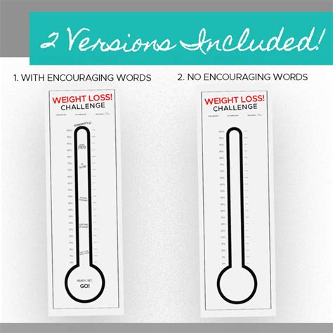 Giant Weight Loss Goal Thermometer Printable Digital Etsy