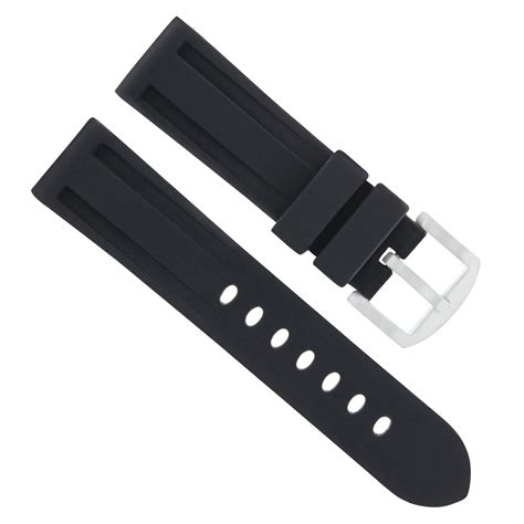 24mm Watch Band Rubber Silicone Strap For Tudor Fastrider Black Sheild