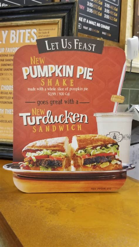 New Turducken Sandwich And Pumpkin Pie Shake At Potbelly S For A