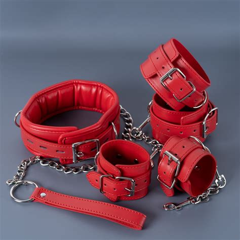 Red Leather Bondage Set Restraints Kit Genuine Leather Etsy Uk