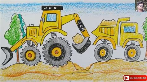 How To Draw Jcb Khudaiexcavator Drawing For Kidshow To