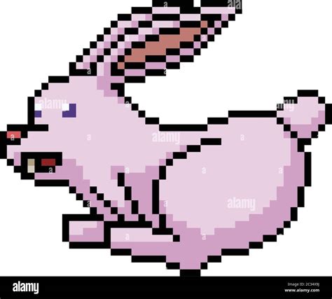 Vector Pixel Art Rabbit Run Isolated Cartoon Stock Vector Image Art Alamy