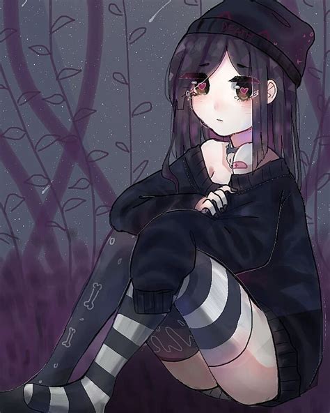 Anime Art Drawing Goth Girl Moody Dark Lauranoshi Anime