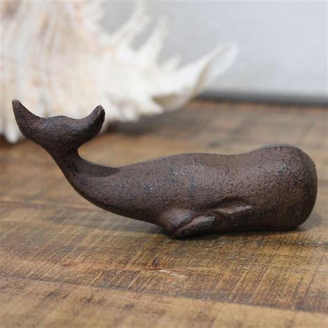 Rust Sperm Whale Figurine Iron Nautical Decor California Seashell