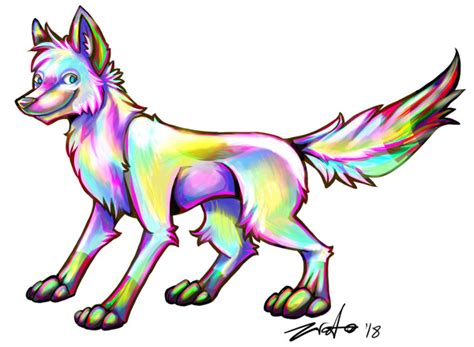 Rainbow Wolf Commission By Zrcalo Fur Affinity Dot Net