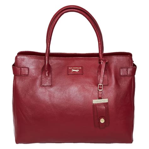 Paul Costelloe Dark Red Leather Tote Bag Bags Leather Tote Leather