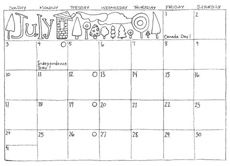 July Bullet Journal Colouring Calendar Free Download Moongirl Art