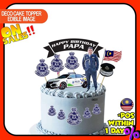 [custom Name] Happy Birthday Cake Topper Police Polis Decoration Set Party Accessories Banner