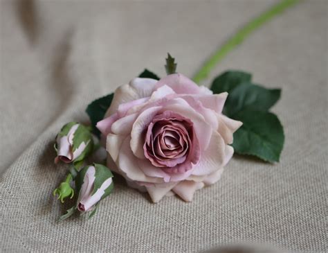 Dusty Mauve Roses Real Touch Roses Diy Silk Bridal Bouquets Etsy