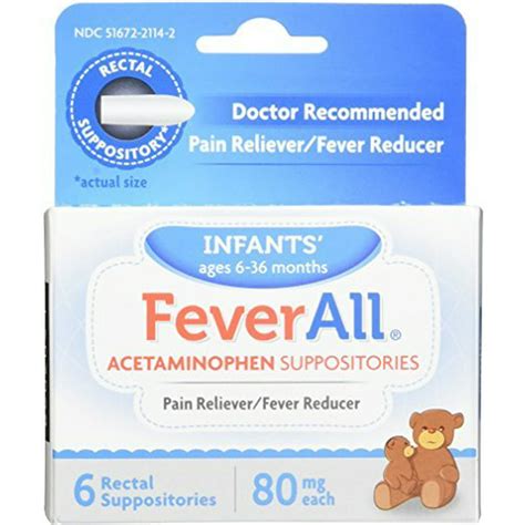 Feverall Acetaminophen Suppositories Infants 80 Mg 6 Count By