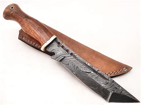 Damascus Steel Hunting Knife Rosewood Handle Copper Fishing Knife