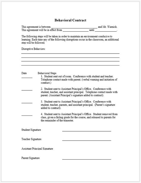 Behavior contract word template, free behavior contract template, free word template, legal document template. Free Editable Behavior Contract Template For Adults ...