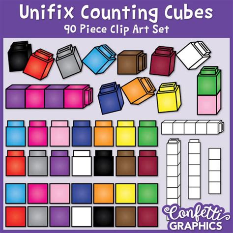 Unifix Cubes Clip Art Linking Cubes Counting Cubes Math Etsy