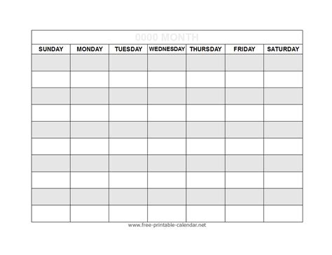 Printable Blank Calendar