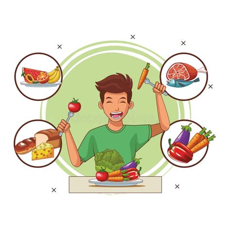 Balanced Diet Young Man Stock Vector Illustration Of Life 136913961