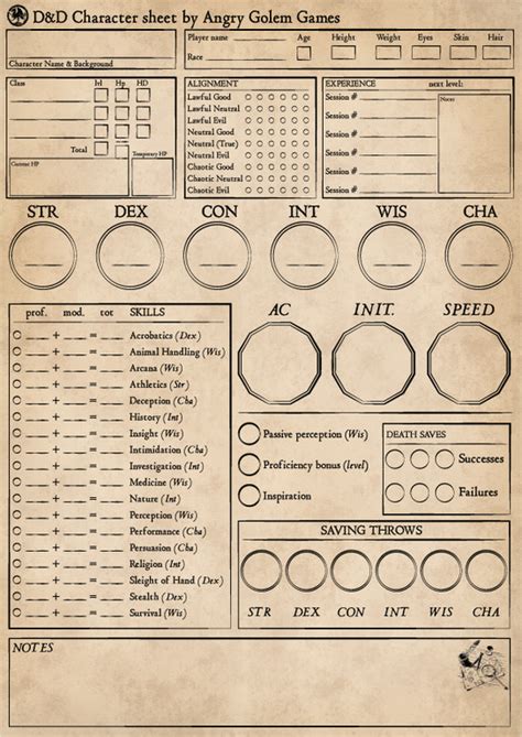 Form Fillable E Character Sheets Printable Forms Free Online