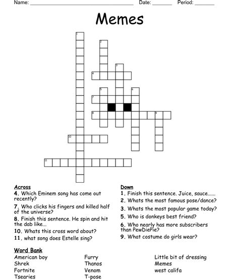 Memes Crossword Wordmint