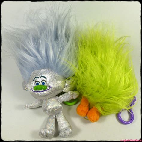 Trolls Movie Guy Diamond 7 Keyring Fuzzbert Plush Clip Keychain Zuru