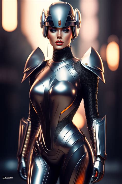 Lexica Full Body Portrait Of A Robocop Girl Helmet Leg Armors