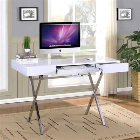 Kb Furniture Contemporary White Gloss Computer Desk In The Desks