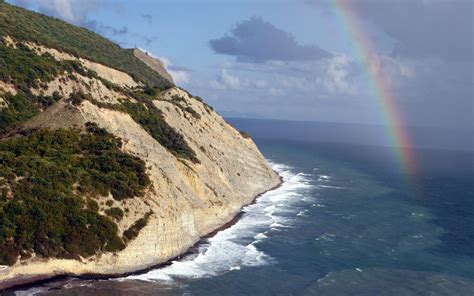 Sky Landscape Rainbows Cliff Sea Wallpapers Hd Desktop And Mobile