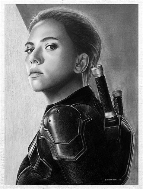A Scarlett Johansson In The Role Of Black Widow Pencil Drawing By One