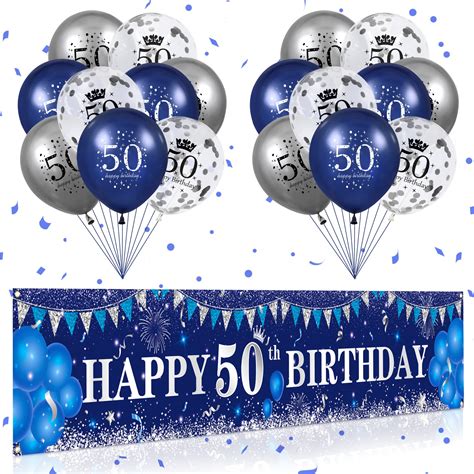 Buy Blue 50th Birthday Decorations For Men Women Navy Blue Silver