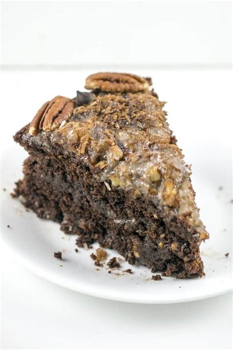 Pour half of the batter into each of the prepared pans. Vegan German Chocolate Cake with Coconut Pecan Frosting