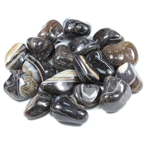 Black Onyx Banded Agate Extra Large Tumblestone [22396] £1 99 The Gem Tree Gemstone