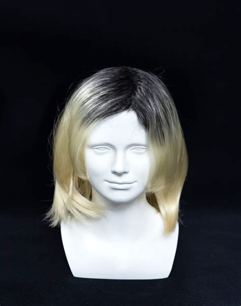 Short Blonde Ombre Wig Platinum Blonde Wig With Dark Roots Cosplay Wigs