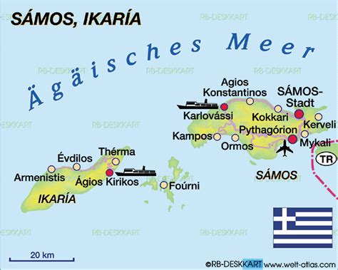 Karte Von Ikaria Insel In Griechenland Welt Atlasde