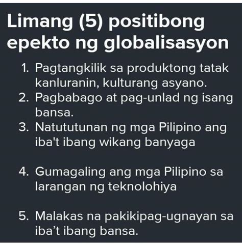Magbigay Ng Limang Sanhi Ng Globalisasyon Brainlyph