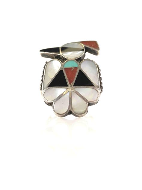 Lot Vintage Zuni Sterling Inlay Thunderbird Ring