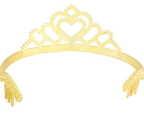 Gold Plastic Tiara W Combs Princess Queen Crown Halloween Sparkle