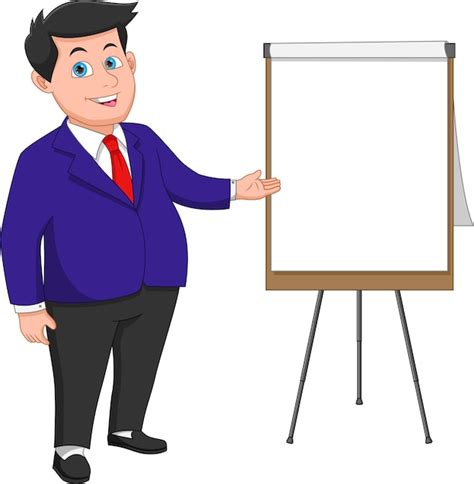 Premium Vector Cartoon Businessman With Presentation Board